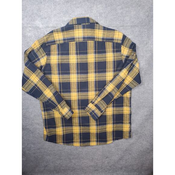 Design In Italy Unisex Size XL Yellow & Blue Plaid Flannel Shirt Grunge Skater - Picture 2 of 6